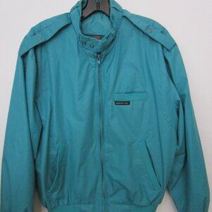 Bomber Jacket Windbreaker Racer Vintage 80s Teal Blue